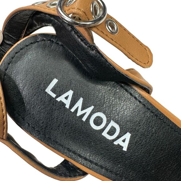 Lamoda Flared Platform Heel Sandal - Camel - Size 8 (UK6) - Picture 6 of 9